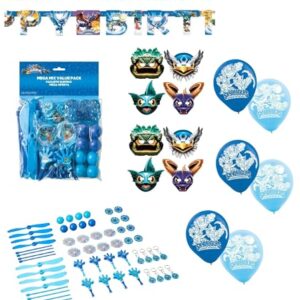 Amscan Skylanders Birthday Party Supplies Bundle Pack Includes 8 Party Paper Masks, 1 Happy Birthday Banner, 48 Piece Party Pack, 6 Latex Balloons