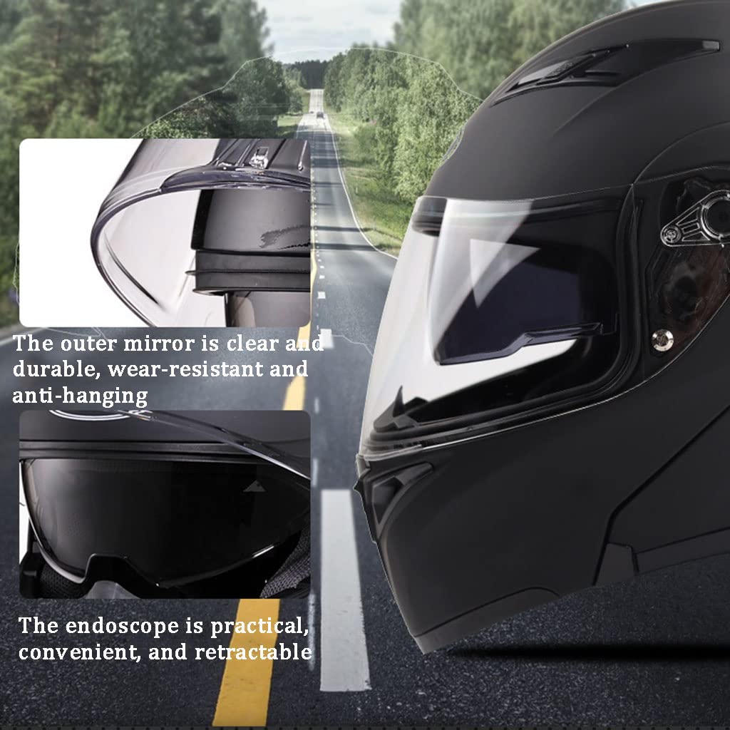 Bluetooth Motorcycle Dual Visor Helmet DOT Approved Flip Up Modular Unisex-Kids Full Face Helmet for Off-Road Motocross ATV Snowmobile Cruiser Bobber Skull Pattern Helmet-I-XX-Large