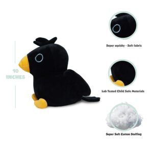 Avocatt Black Crow Plushie Toy - 10 Inches Stuffed Raven Animal Plush - Plushy and Squishy Crow with Soft Fabric and Stuffing - Cute Toy Gift for Boys and Girls