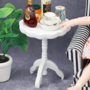 Toyvian Dollhouse Miniature Coffee Doll House Accessories 1/12 Scale Furniture Wooden Doll Bed Table Teatable: Mini