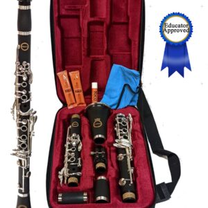 Clarinet Herche Superior Bb Clarinet X3 - Professional Grade Musical Instruments for All Levels - Service Plan - Educator Approved and Recommended