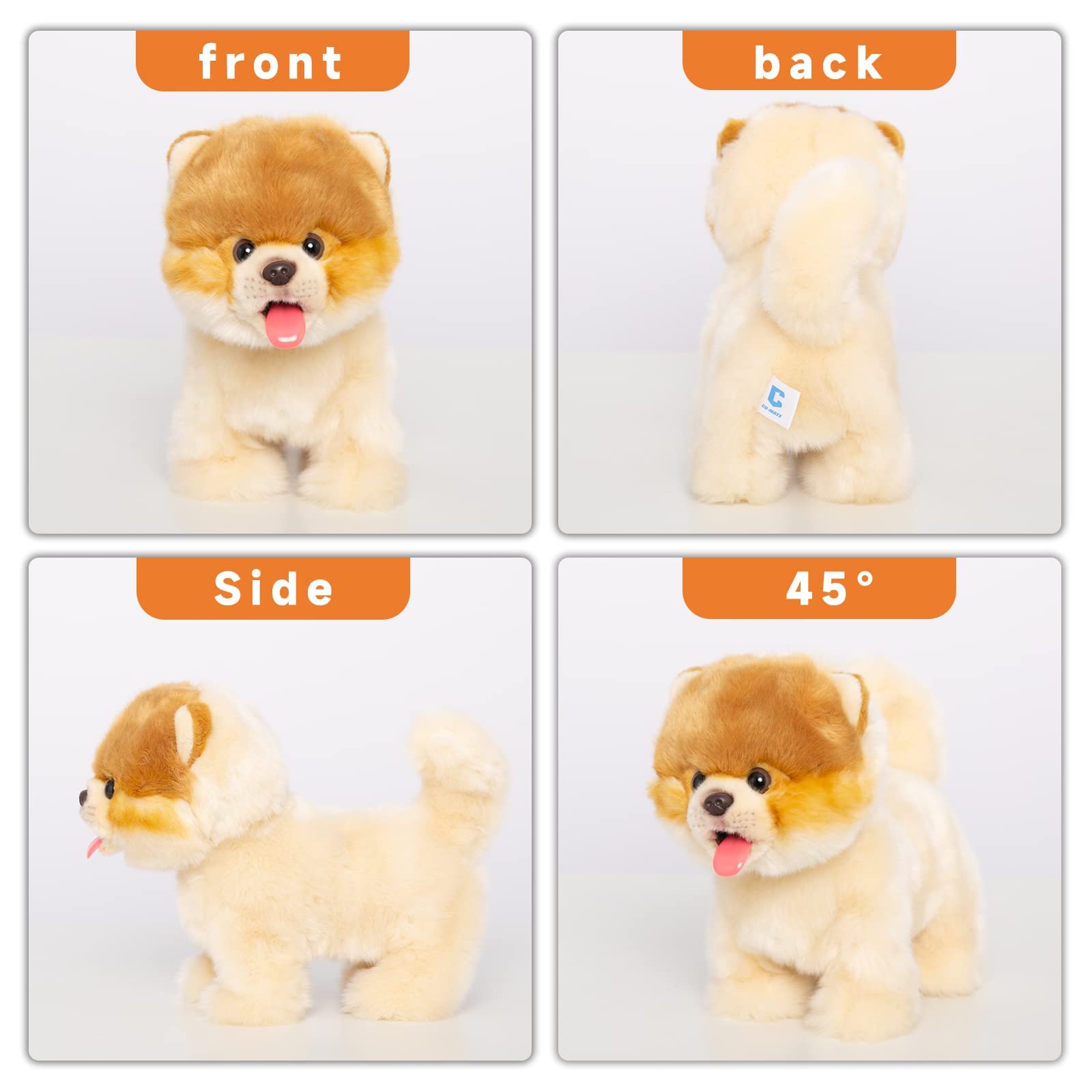 Electronic Walking Pomeranian Stuffed Dog Toy, Realistic Interactive Puppy Robot Pet Dog, Walking, Barking,Wagging Tail & Talking,Present Pet Gifts for 3+ Year Boys Girls