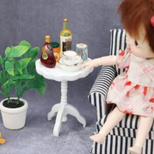 Toyvian Dollhouse Miniature Coffee Doll House Accessories 1/12 Scale Furniture Wooden Doll Bed Table Teatable: Mini