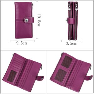 Leather three-layer womens wallet, mobile phone bag, long buckle leather wallet, certificate bag and zero wallet