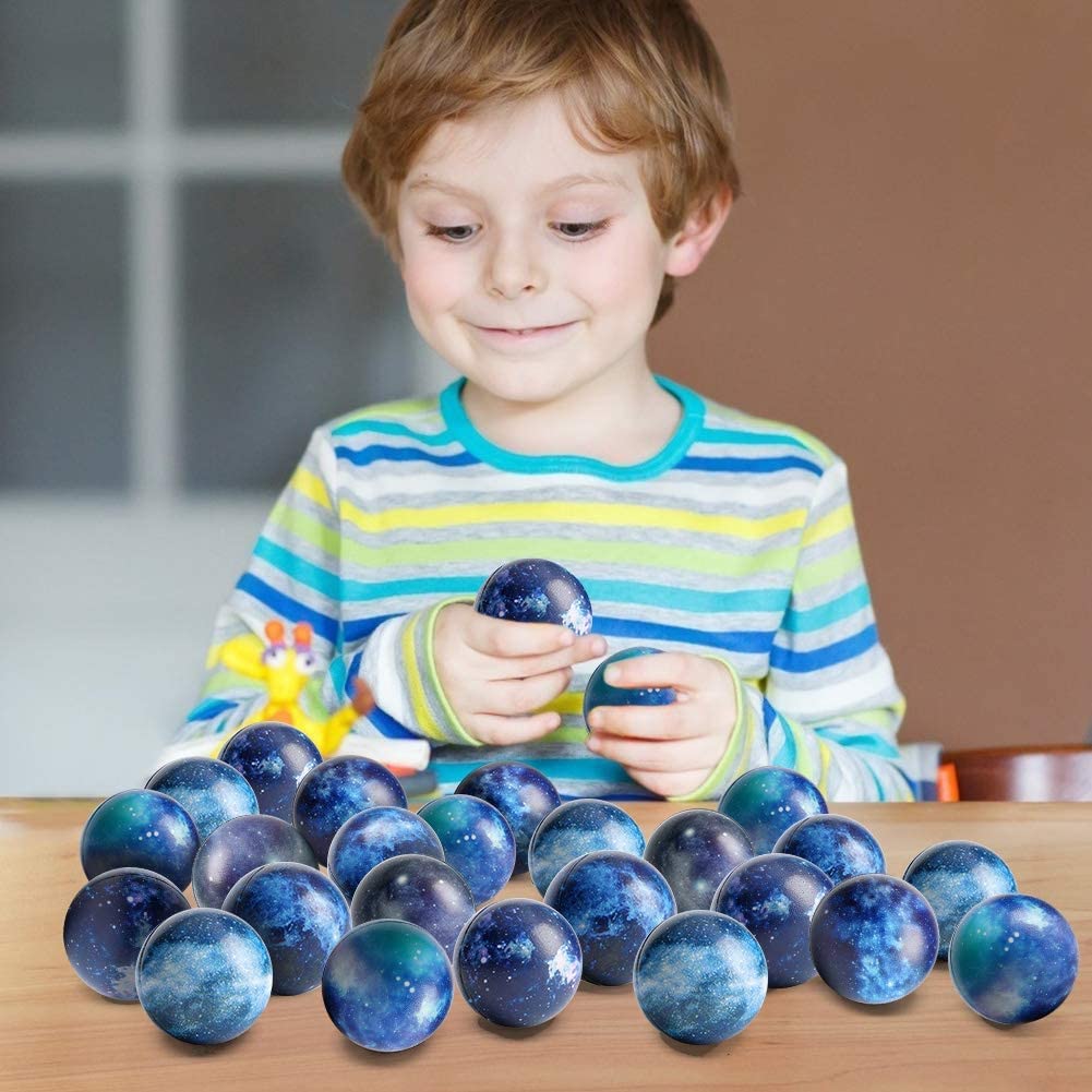 HYPYRANOW Stress Balls, 12 Pcs Galaxy Stress Balls, 2.5 Inch Space Theme Stress Balls Foam Squeeze Balls Stress Relief Balls for Finger Exercise School Carnival Reward Party Bag Gift