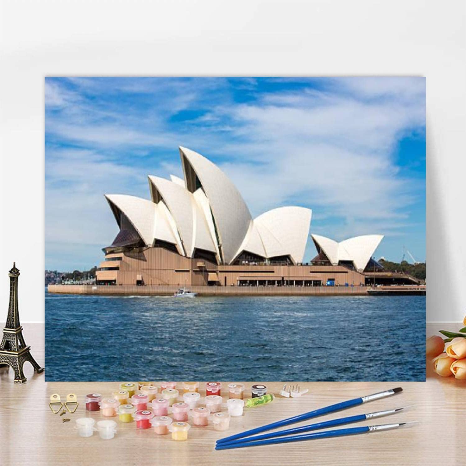 OEPWQIWEPZ Sydney Opera House DIY Digital Oil Painting Set Acrylic Oil Painting Arts Craft Paint by Number Kits for Adult Kids Beginner Children Wall Decor