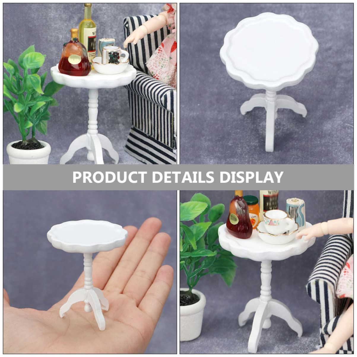 Toyvian Dollhouse Miniature Coffee Doll House Accessories 1/12 Scale Furniture Wooden Doll Bed Table Teatable: Mini