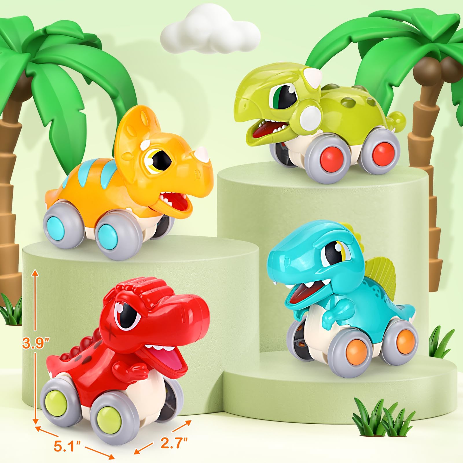 Toys for 1 Year Old Boys Gift Dinosaur Toy Cars for 1 2 3 Year Old Friction Powered Car Toddler Toys Age 1-2 Baby Toys 12-18 Months 1st Birthday Gift for Toddler Toys 1-3 Push and Go Car Baby Boy Toys