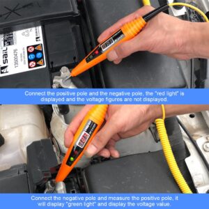 Automotive Test Light, DC 2.5-32V Car Diagnostic Tool Circuit Tester, Digital and LED Indication Voltage Test Pen, Circuit Voltage Tester with Extended Spring Wire for Car, Trucks, Vehicles (Orange)