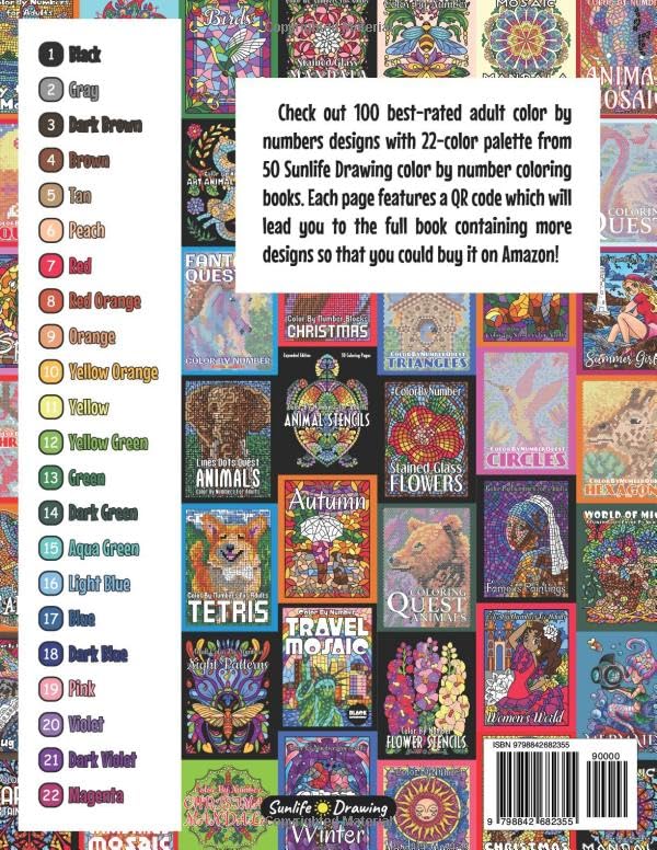 100 BEST Adult Color By Numbers: The best designs from Sunlife Drawing color by number coloring books