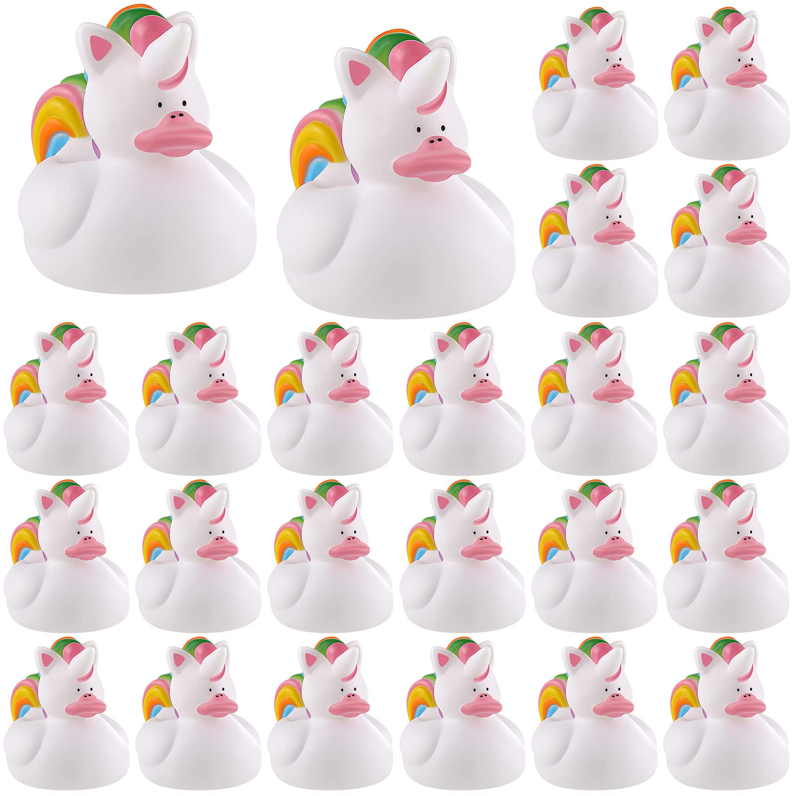 Sotiff 24 Pcs Unicorn Rubber Ducks Mini Rubber Ducks Bulk Small Rainbow Unicorn Duckies Toys for Girls Boys Birthday Pool Party Favors