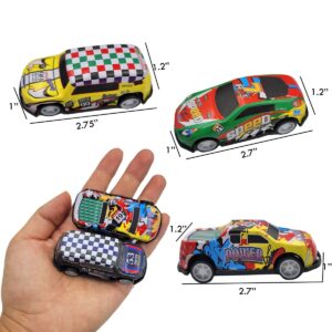 SeeuFun 24 Pack 2.7Inch Pull Back Racing Cars Die cast Race Car Vehicles Playset, Friction Powered Alloy Vehicles Toys for Boys and Girls