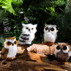 8 Pieces Mini Stuffed Owl Plush Toy 3.2 Inch Soft Owl Stuffed Animal Gray Snowy Owl Plush White Owl Decor for Christmas Holiday Hanging Ornaments Birthday Party Presents