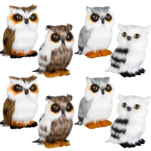 8 Pieces Mini Stuffed Owl Plush Toy 3.2 Inch Soft Owl Stuffed Animal Gray Snowy Owl Plush White Owl Decor for Christmas Holiday Hanging Ornaments Birthday Party Presents