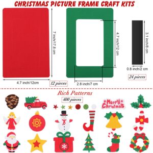 Fovths 436 Pieces Christmas Picture Frame Craft Kit for Kids Include Foam Photo Frames Christmas Foam Self Adhesive Stickers Magnet Art DIY Christmas Ornament for Xmas Party Favor, Home Decor