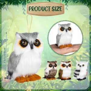 8 Pieces Mini Stuffed Owl Plush Toy 3.2 Inch Soft Owl Stuffed Animal Gray Snowy Owl Plush White Owl Decor for Christmas Holiday Hanging Ornaments Birthday Party Presents