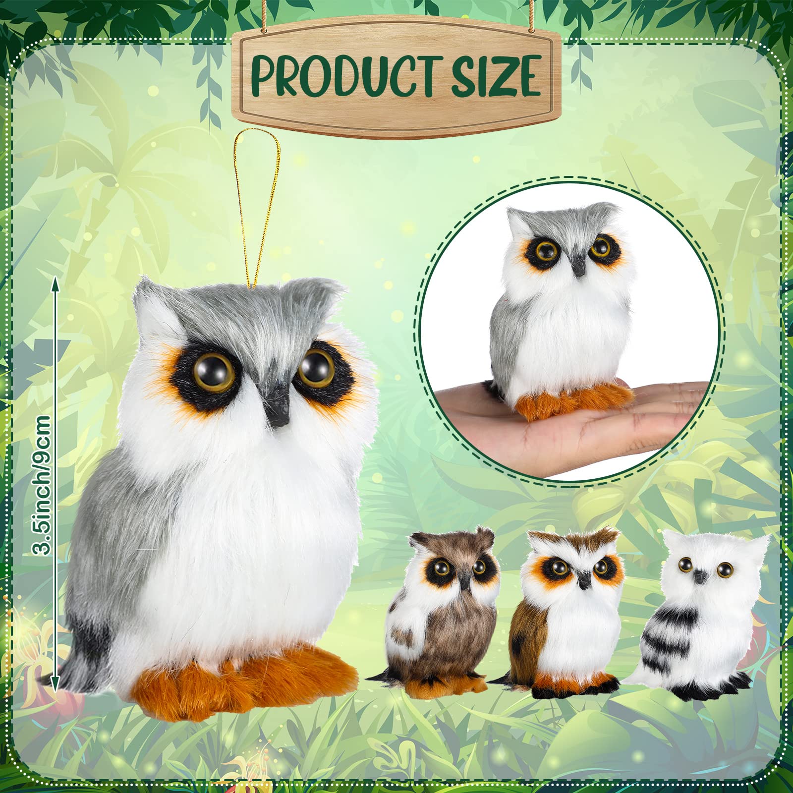 8 Pieces Mini Stuffed Owl Plush Toy 3.2 Inch Soft Owl Stuffed Animal Gray Snowy Owl Plush White Owl Decor for Christmas Holiday Hanging Ornaments Birthday Party Presents