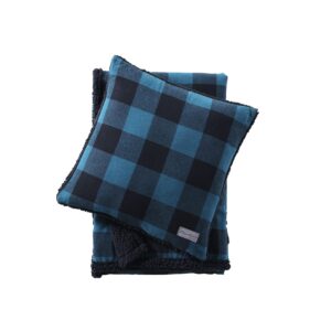 Eddie Bauer - Throw Blanket with Pillow Cover, Reversible Flannel/Sherpa Bedding Set, Buffalo Plaid Home Decor for All Seasons (Blue/Black, Throw Bundle)