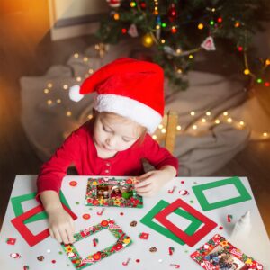 Fovths 436 Pieces Christmas Picture Frame Craft Kit for Kids Include Foam Photo Frames Christmas Foam Self Adhesive Stickers Magnet Art DIY Christmas Ornament for Xmas Party Favor, Home Decor