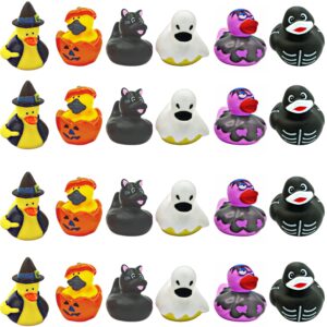 halloween rubber ducks bulk - 24 pack, 6 variety themes, 2.5" for halloween party favors for kids, goodie bag fillers, jeep ducking, trick or treat toys for toddlers by 4e's novelty