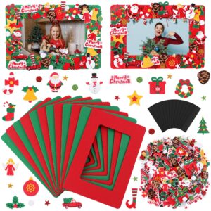 fovths 436 pieces christmas picture frame craft kit for kids include foam photo frames christmas foam self adhesive stickers magnet art diy christmas ornament for xmas party favor, home decor