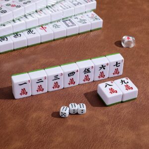 Mose Cafolo Professional Chinese Mahjong Game Set 146 Numbered Large Size Tiles with Carrying Travel Case, Complete Mahjong Tiles Set (Majiang, Mah-Jongg, Ma Jong)