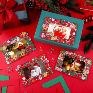 Fovths 436 Pieces Christmas Picture Frame Craft Kit for Kids Include Foam Photo Frames Christmas Foam Self Adhesive Stickers Magnet Art DIY Christmas Ornament for Xmas Party Favor, Home Decor