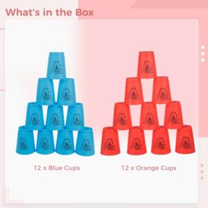 yeesport Sport Stacking Cups, 24pcs Sports Stacking Cups Speed Training Game for Challenge Competition Travel Party Gift for Kids and Adults (Blue & Red)