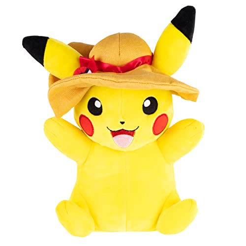 Pokémon 8" Pikachu Plush with Hat Accessory - Officially Licensed - Quality Soft Stuffed Animal Toy - Beach Hat with Poke Ball - Gift for Kids, Girls, Boys & Pokemon Fans