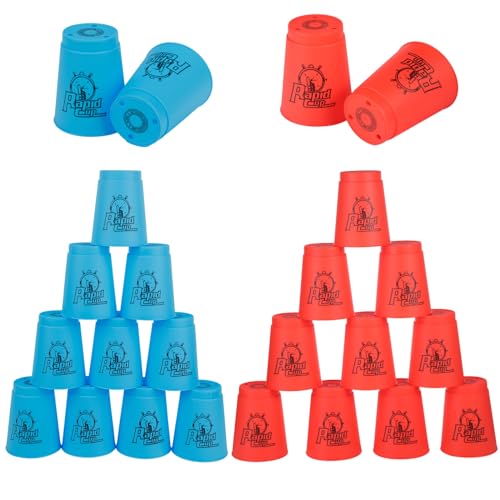 yeesport Sport Stacking Cups, 24pcs Sports Stacking Cups Speed Training Game for Challenge Competition Travel Party Gift for Kids and Adults (Blue & Red)