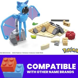 Mega Pokémon Building Toys Set, Zubat’s Midnight Flight with 61 Pieces, 1 Poseable Character, 5 Inches Tall, for Kids