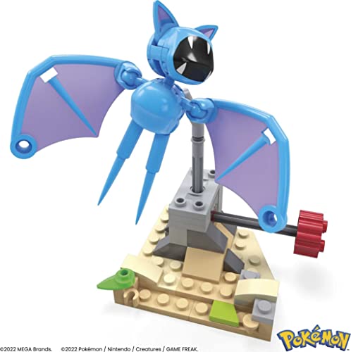 Mega Pokémon Building Toys Set, Zubat’s Midnight Flight with 61 Pieces, 1 Poseable Character, 5 Inches Tall, for Kids