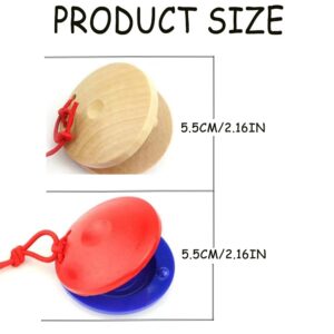 12 Pcs Musical Castanets Instrument, Clap Board Music Educational，Classroom DIY Wooden Percussion Instrument Finger Castanets (Wood color)