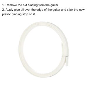 MECCANIXITY Plastic Binding Purfling Strip 1650x7x1.5mm Guitar Binding Edge Trim for Acoustic Classical Guitar White 2 Pack