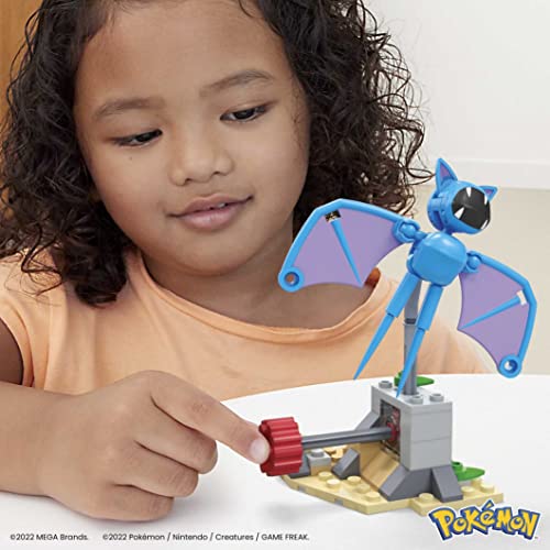 Mega Pokémon Building Toys Set, Zubat’s Midnight Flight with 61 Pieces, 1 Poseable Character, 5 Inches Tall, for Kids