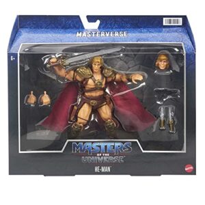 Masters of the Universe Masterverse Action Figure, He-Man Articulated MOTU Collectible with Swappable Parts & Accessories