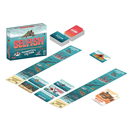 Ridley's Games: Selfish- Shipwrecked Edition Card Game | Easy to Play Party Game for Groups | Ideal for 2-5 Players | Makes a Great Gift Idea | Watch Out for That Shark - Only The Ruthless Survive!