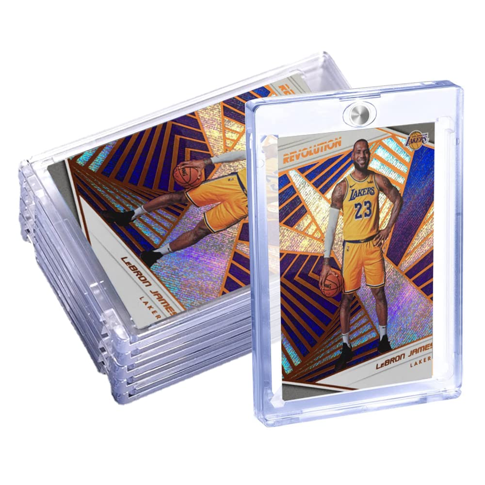 Magnetic Card Holder, FOME 5 Pack 35 PT Acrylic Trading Cards Sleeves Cards Protectors Baseball Card Holder for Game Cards SportsCards Standard Collection Storage Display