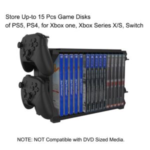 Bealuffe Game Holder for PS5 PS4, for Xbox Series X, for Xbox One, Game Storage Tower for Switch, Game Disk Organizer for Playstation (up to 15 Discs)