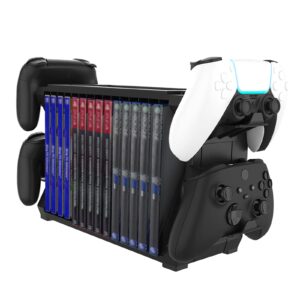 bealuffe game holder for ps5 ps4, for xbox series x, for xbox one, game storage tower for switch, game disk organizer for playstation (up to 15 discs)