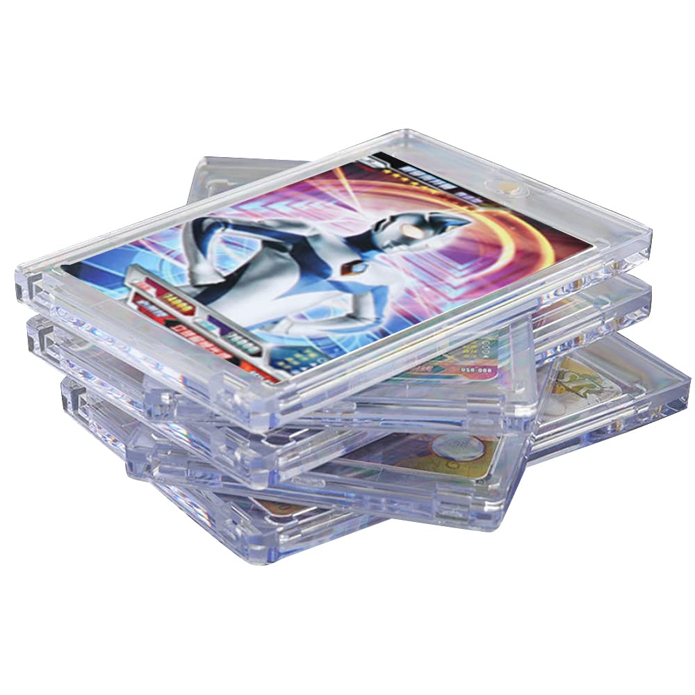 Magnetic Card Holder, FOME 5 Pack 35 PT Acrylic Trading Cards Sleeves Cards Protectors Baseball Card Holder for Game Cards SportsCards Standard Collection Storage Display