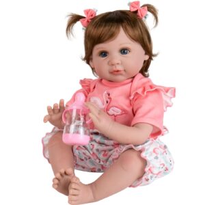 aori reborn baby girl doll,22 in realistic newborn baby dolls,adorable lifelike babies,weighted reborn toddler with flamingo toy gifts set for kids 3 year old