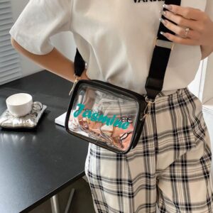 Personalized Clear Crossbody Bag with Any Text Custom Name Clear Purse Handbag Messenger Bag for Concerts Sports Event Travel