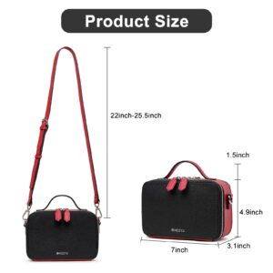 HOZYU Women's Cross-body Handbags Shoulder Bag Cell Phone Bags and Purse Fashion Double Zipper Bags Top Handle Bags (Black&Red)