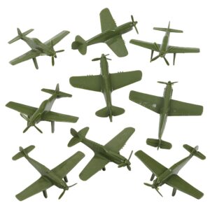 TimMee WW2 Fighter Ace Planes - OD Green 9pc Plastic Army Men Airplanes USA Made