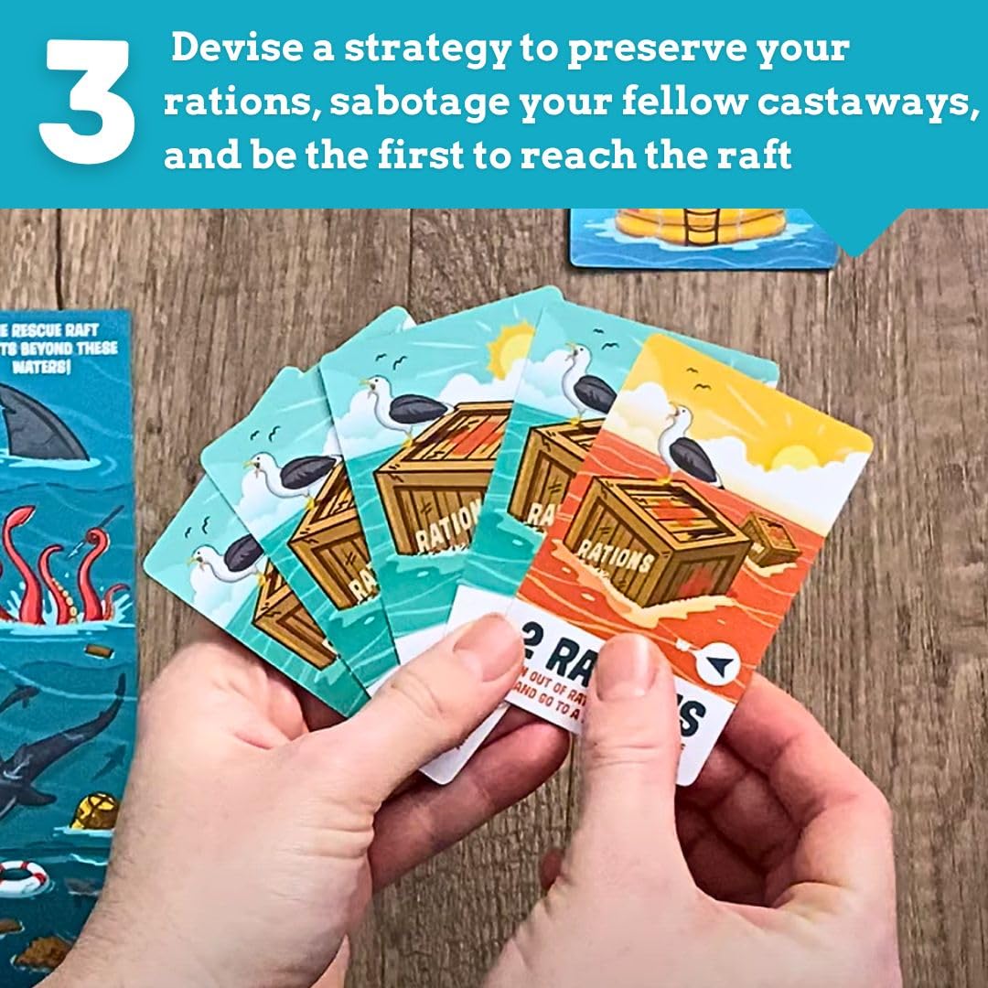 Ridley's Games: Selfish- Shipwrecked Edition Card Game | Easy to Play Party Game for Groups | Ideal for 2-5 Players | Makes a Great Gift Idea | Watch Out for That Shark - Only The Ruthless Survive!