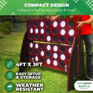 SWOOC Games - XL Giant 4 in A Row (4ft x 3ft) All Weather with Carrying Case & 60% Quieter Design - Giant Connect - 4 Outdoor Game - Giant Outdoor Games for Family - Jumbo Games - Giant Lawn Games