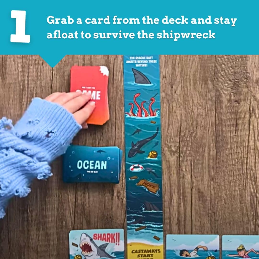 Ridley's Games: Selfish- Shipwrecked Edition Card Game | Easy to Play Party Game for Groups | Ideal for 2-5 Players | Makes a Great Gift Idea | Watch Out for That Shark - Only The Ruthless Survive!