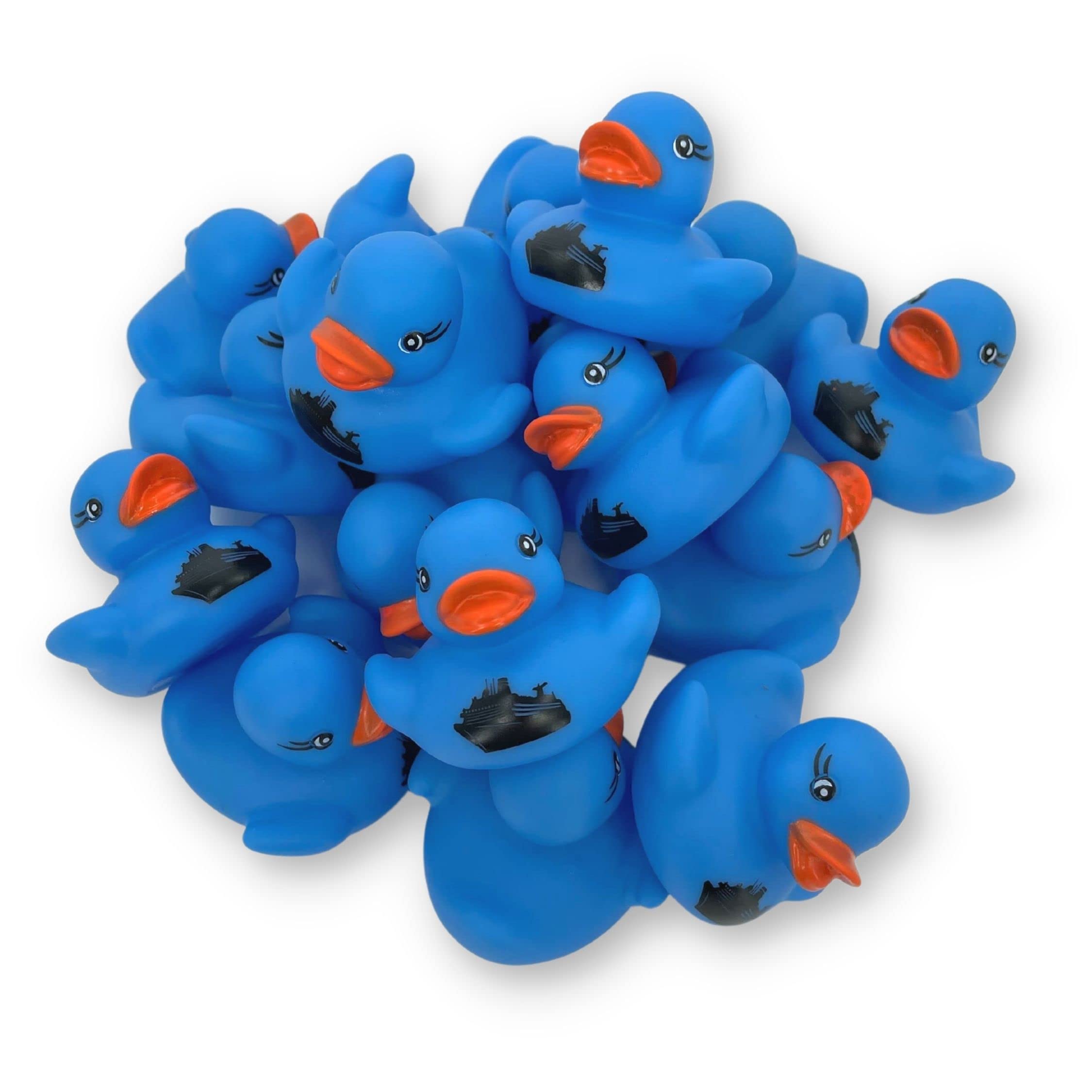 Cruise Ship Cruising Ducks Rubber Duck | Bulk 20 Pack | Rubber Ducky 2.25 inches Wide and 1.75 inches Tall | Use with Cruising Duck Tags | Carnival Blue with Ship