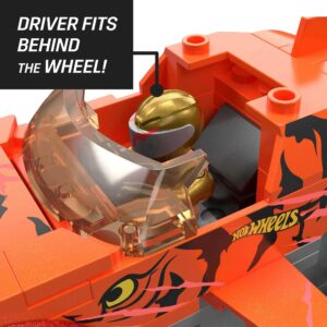 MEGA Hot Wheels Monster Trucks Toy Building Set, Smash & Crash Tiger Shark Chomp Course with 245 Pieces, 2 Micro Figure Drivers, Orange, Age 5+ Years